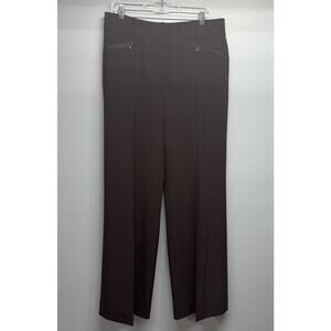 St. John Sport - Women’s Wide Leg Trouser Pants Size 14 - Brown/Zipper Pockets